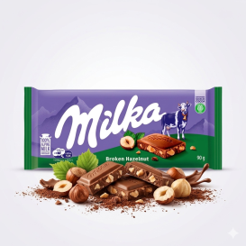 MILKA BUBBLY BROKEN HAZELNUT  90G